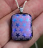 Purple Stars Dichroic Pendant Necklace: Shimmer Fused Glass Mica F2 - Image 4