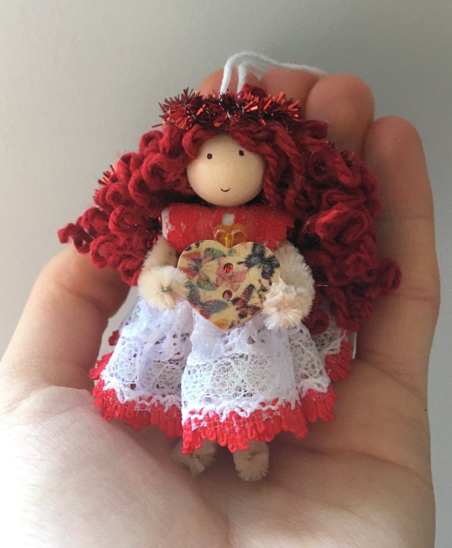 Tiny Valentine Red Fairy Hanging Decoration