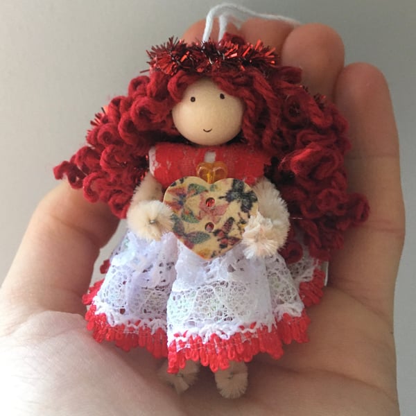 Tiny Valentine Red Fairy Hanging Decoration