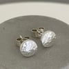 Sterling Silver Pebble Ear Stud Earrings 6mm Chunky Hand Forged Hammered-Sparkly