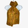 Scarf, merino wool and silk, felted scarf in mustard yellow