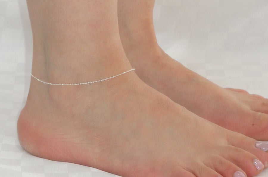 Sterling silver satellite ankle bracelet