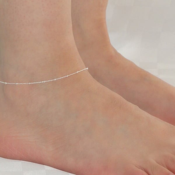 Sterling silver satellite ankle bracelet