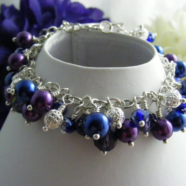 Navy and Purple Charm Bracelet