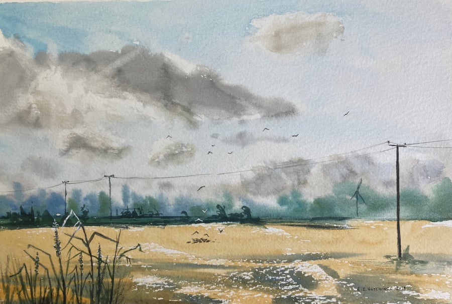 Easby fields break of light (Pure Original Watercolour)