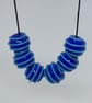 Handmade blue stripey lamp work glass beads - Image 3