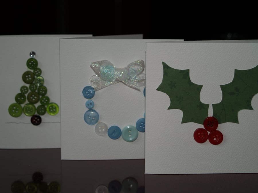 Three Button Christmas cards