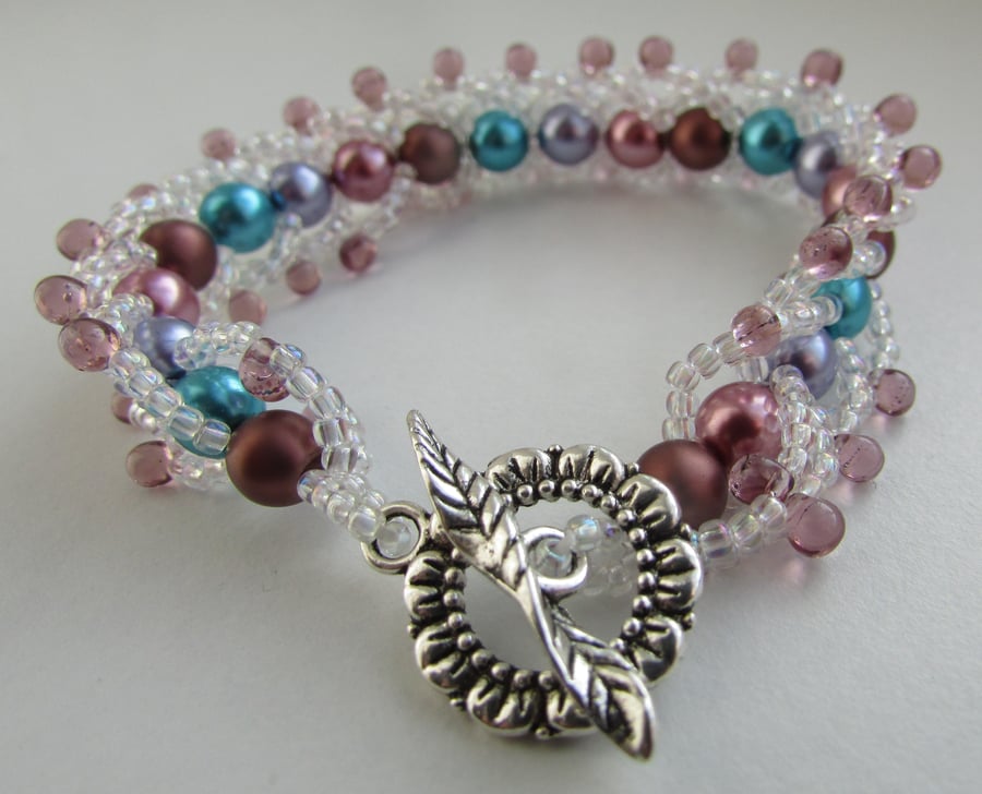 Multi Colour Flat Spiral Weave Bracelet