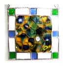 Fused Sunflower Field Tile a Stained Glass Border 