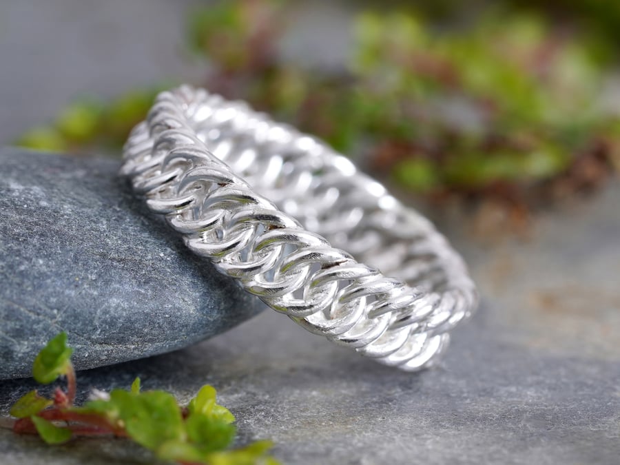 Curb Chain Ring in Sterling Silver UK size L, Seconds Sunday Sale