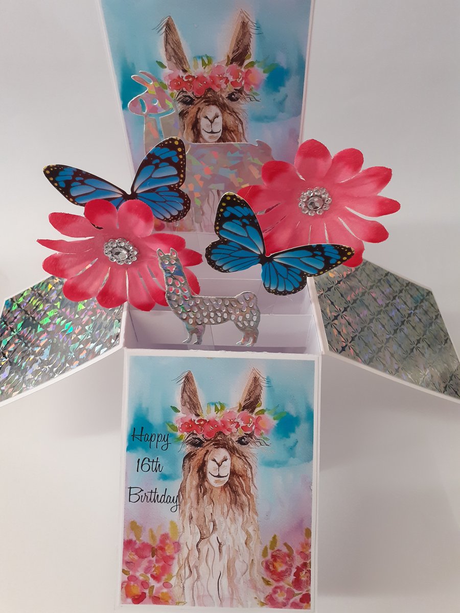 Girls 16th Birthday Card with Lames