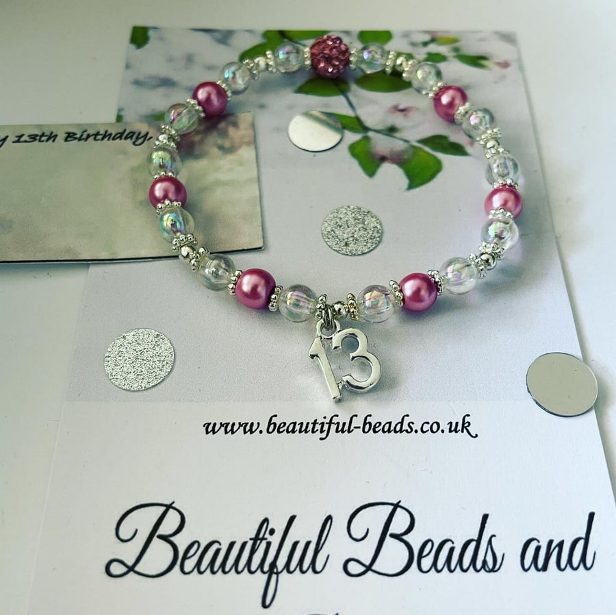 13th birthday milestone charm bracelet ab crystal bead and shamballa bracelet 