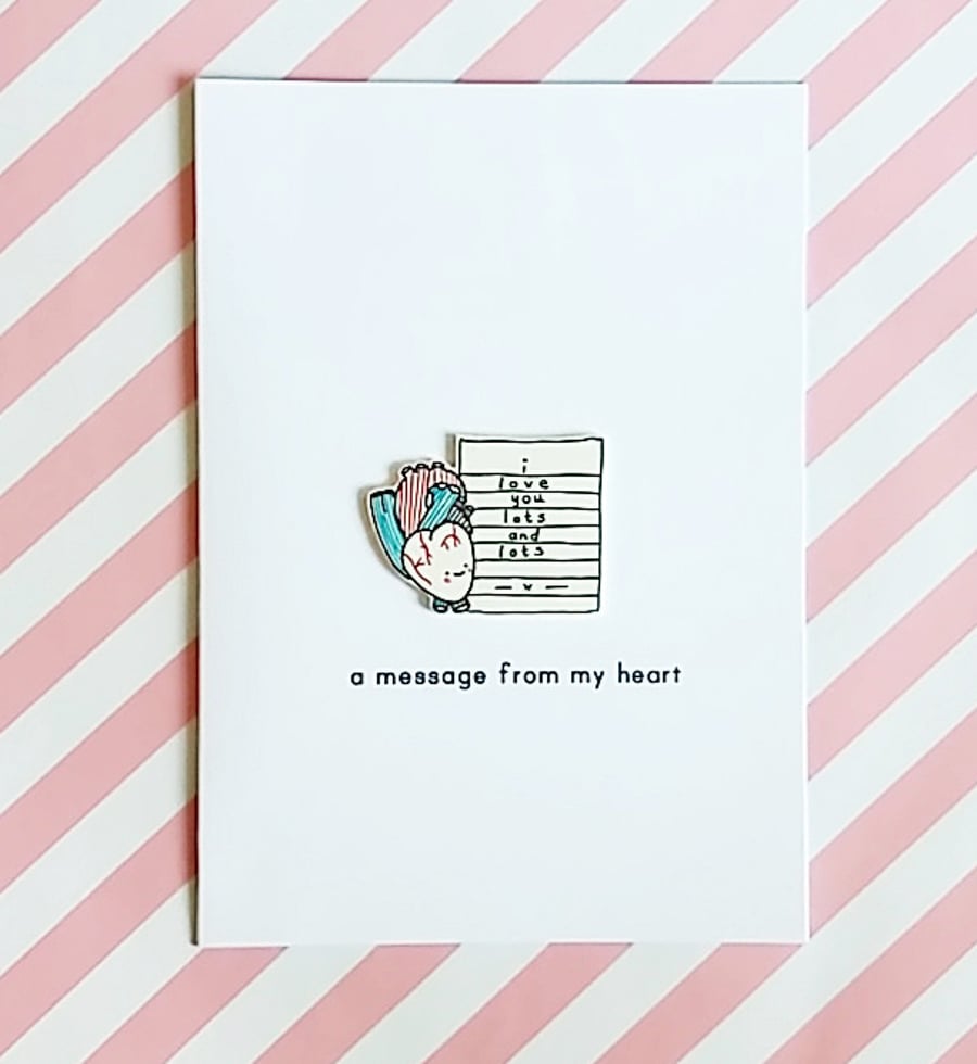 valentine's day card  - a message from my heart - handmade card