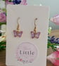 Crystal Butterfly Dangle Earrings, Glass Butterfly Charms, Handmade Jewellery 