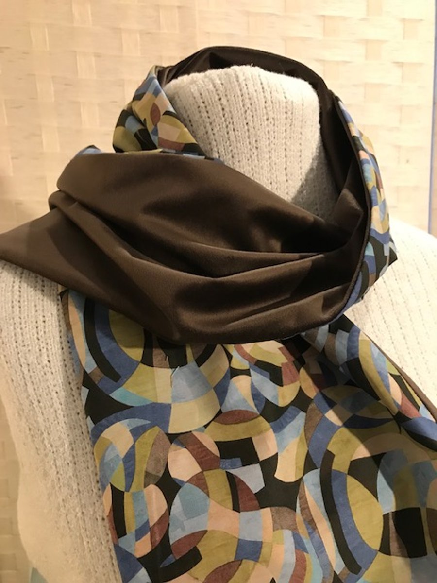 Liberty of London Print Long Scarf.Cotton Tana Lawn and Velvet  