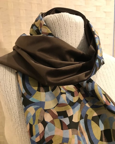 Liberty of London Print Long Scarf.Cotton Tana Lawn and Velvet  