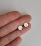 Hexagon Studs, Textured, Recycled Sterling Silver Earrings - Image 4