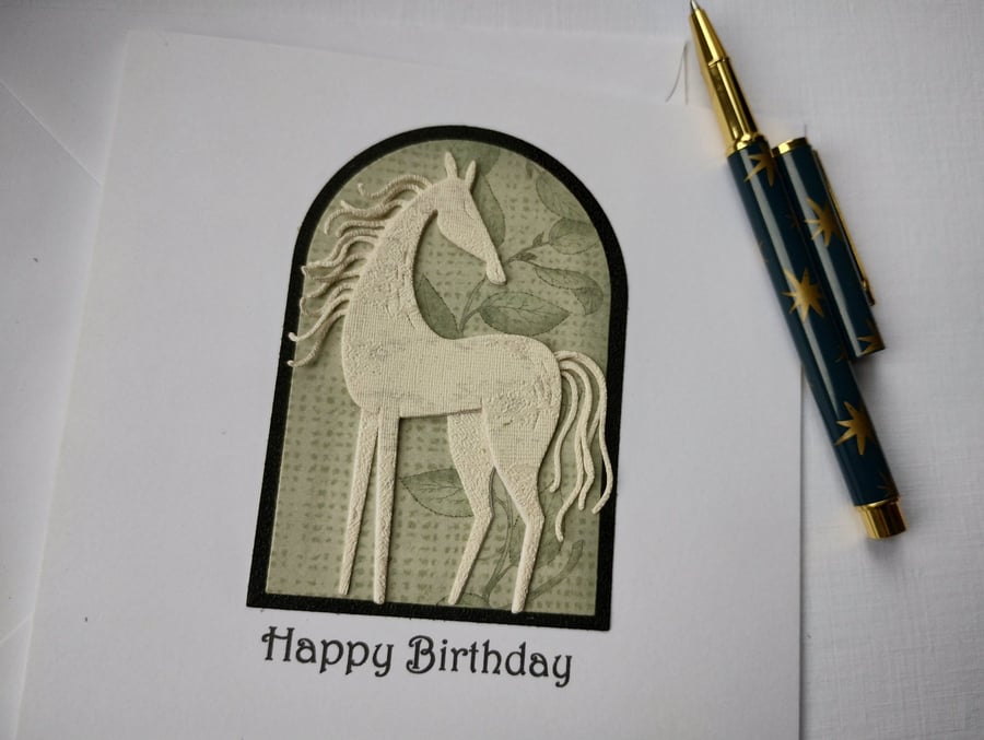 Dappled Ivory Horse - Happy Birthday 