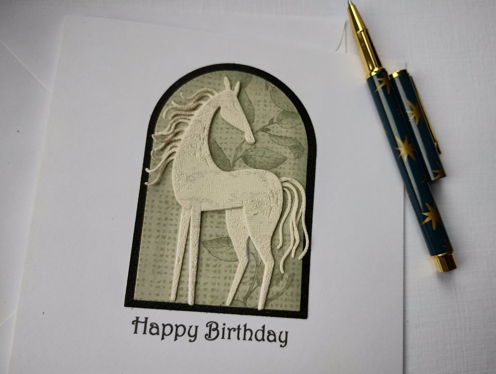 Dappled Ivory Horse - Happy Birthday 