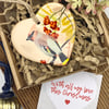 Feasting Waxwing with Winter Berries - Christmas Heart Decoration Keepsake