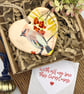 Feasting Waxwing with Winter Berries - Christmas Heart Decoration Keepsake - Image 1