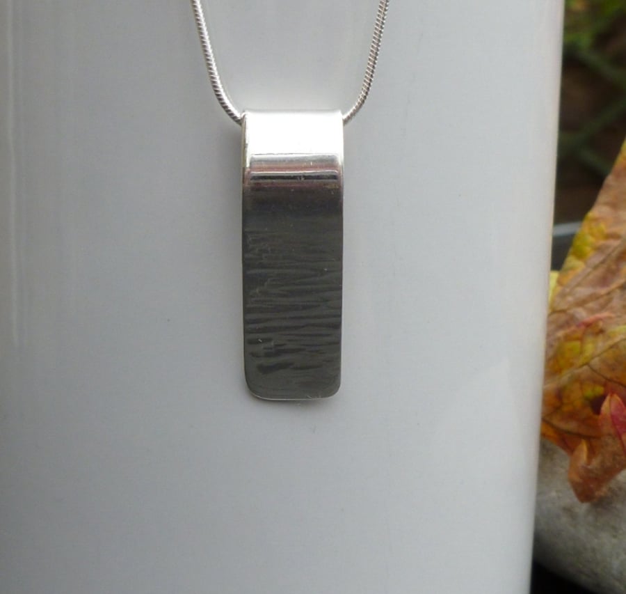Sterling silver 'Bark' Effect  Textured Pendant