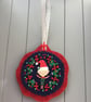 Hand Embroidered Christmas Elf Decoration 