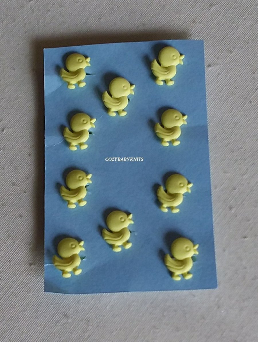 YELLOW DUCK BUTTONS WITH A SHANK ON THE BACK FOR ATTACHING 