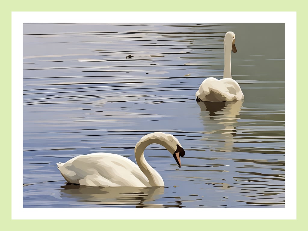 Courting Swans on the Fens Norfolk Greeting Card A5 Size 
