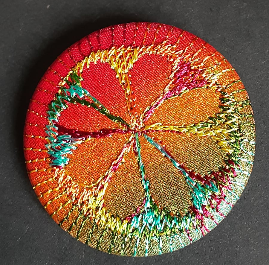 45mm Multicoloured Flower Textile Badge 