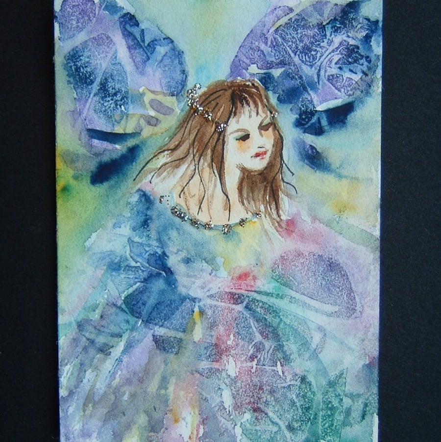 fantasy fairy  glitter art painting aceo ref 208
