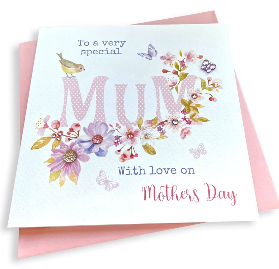 Personalised Handmade 'Mum' Mothers Day Card