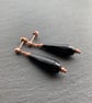 Faceted Black Onyx Teardrop Earrings, Ball Post Ear-wires 9ct Rose Gold Vermeil - Image 2
