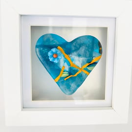 Heart picture- fused glass art 