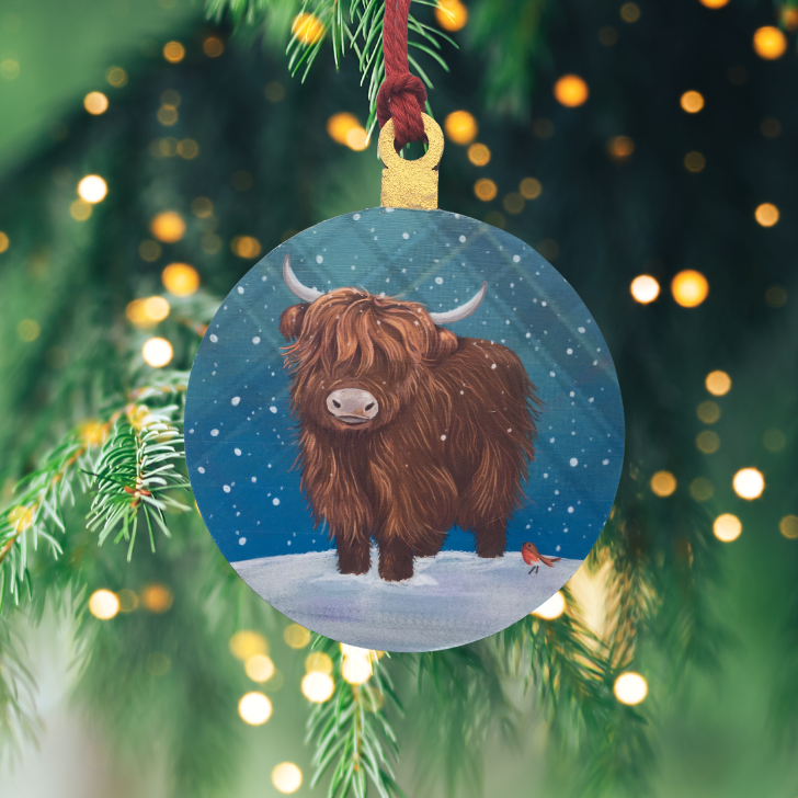 Highland Cow Christmas Tree Hanging Decoration