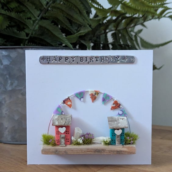 Happy Birthday Card With Removable Wooden Cottage Gift