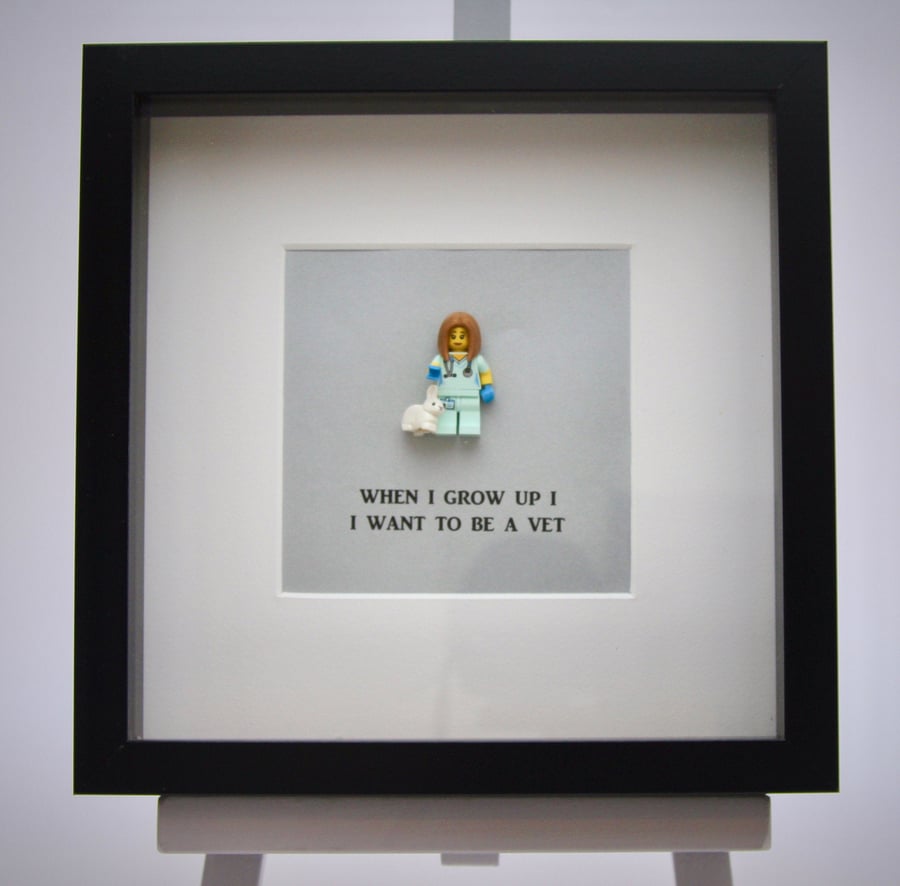 When I grow up I want to be A Vet mini Figure frame