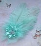 Aquamarine Celadon Blue Ostrich Feather Regency Style Headpiece Fascinator