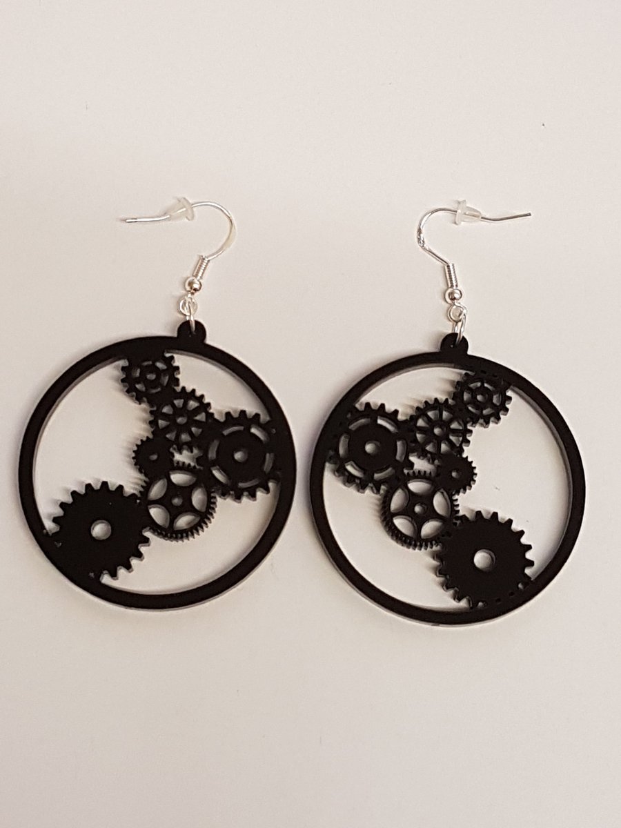 Steampunk Cog Earrings - Acrylic