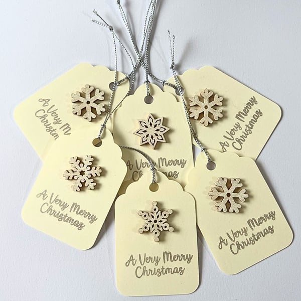 Luxury Cream & Silver Snowflake Christmas Tags - Set of 6 