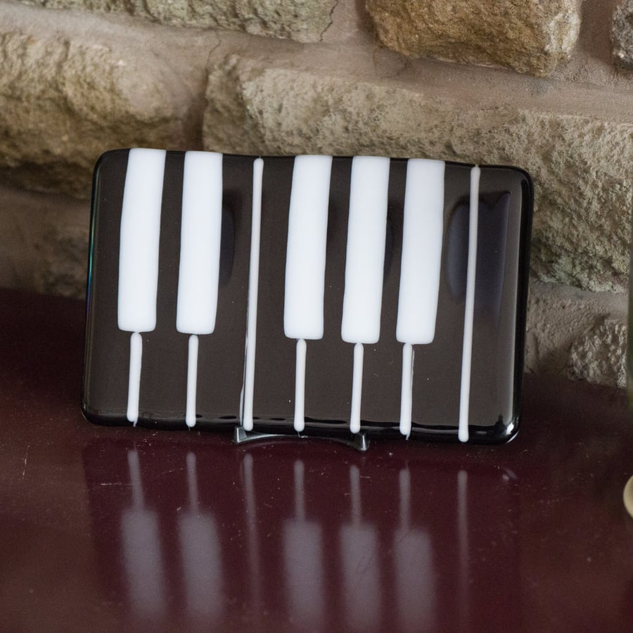 Fused Glass Harpsichord Keyboard Plaque - 9283
