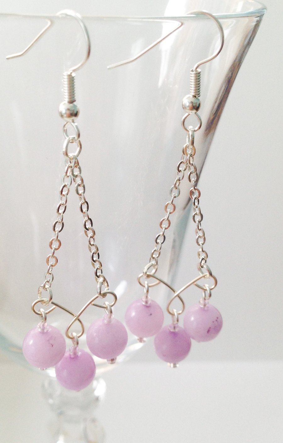 Quartzite and Wire Earrings - Lilac (Lavender)