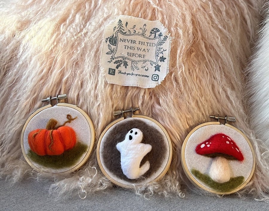 Needle felted cute Halloween decorations