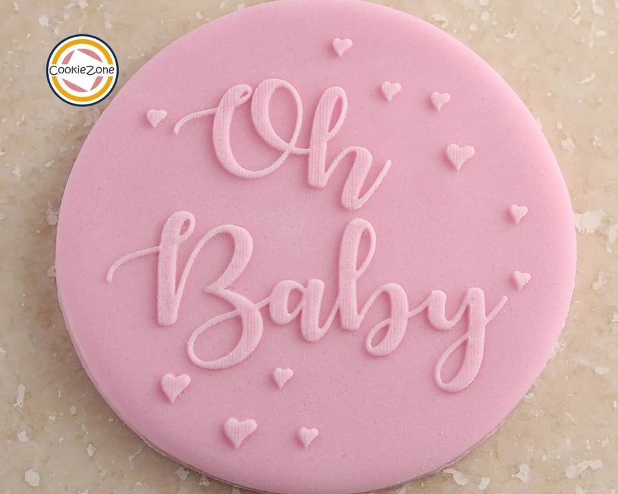 Oh Baby with Hearts Debossing Fondant Stamp