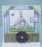 Any occasion greetings card - little girl and dog camping - Image 1