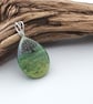 Teardrop Tree Design Fused Glass Pendant, Sterling Silver - Image 3