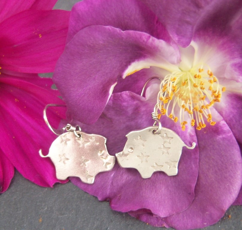 Pig earrings in sterling silver