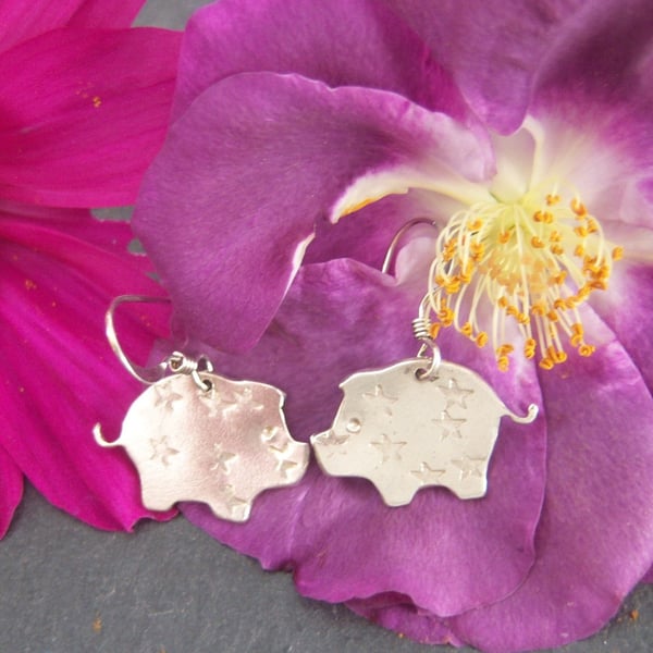 Pig earrings in sterling silver