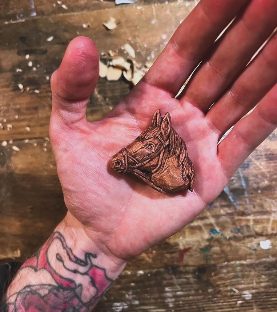 Hand Carved Horse Magnet