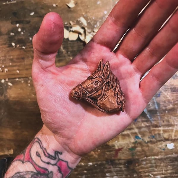 Hand Carved Horse Magnet